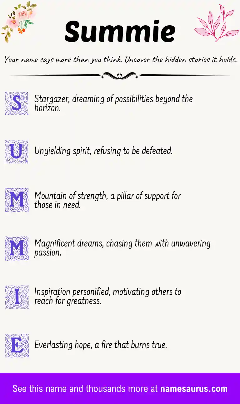 Acrostic poem about Summie.