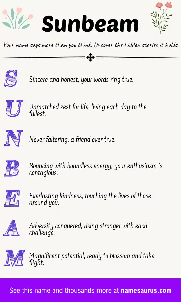 Acrostic poem about Sunbeam.