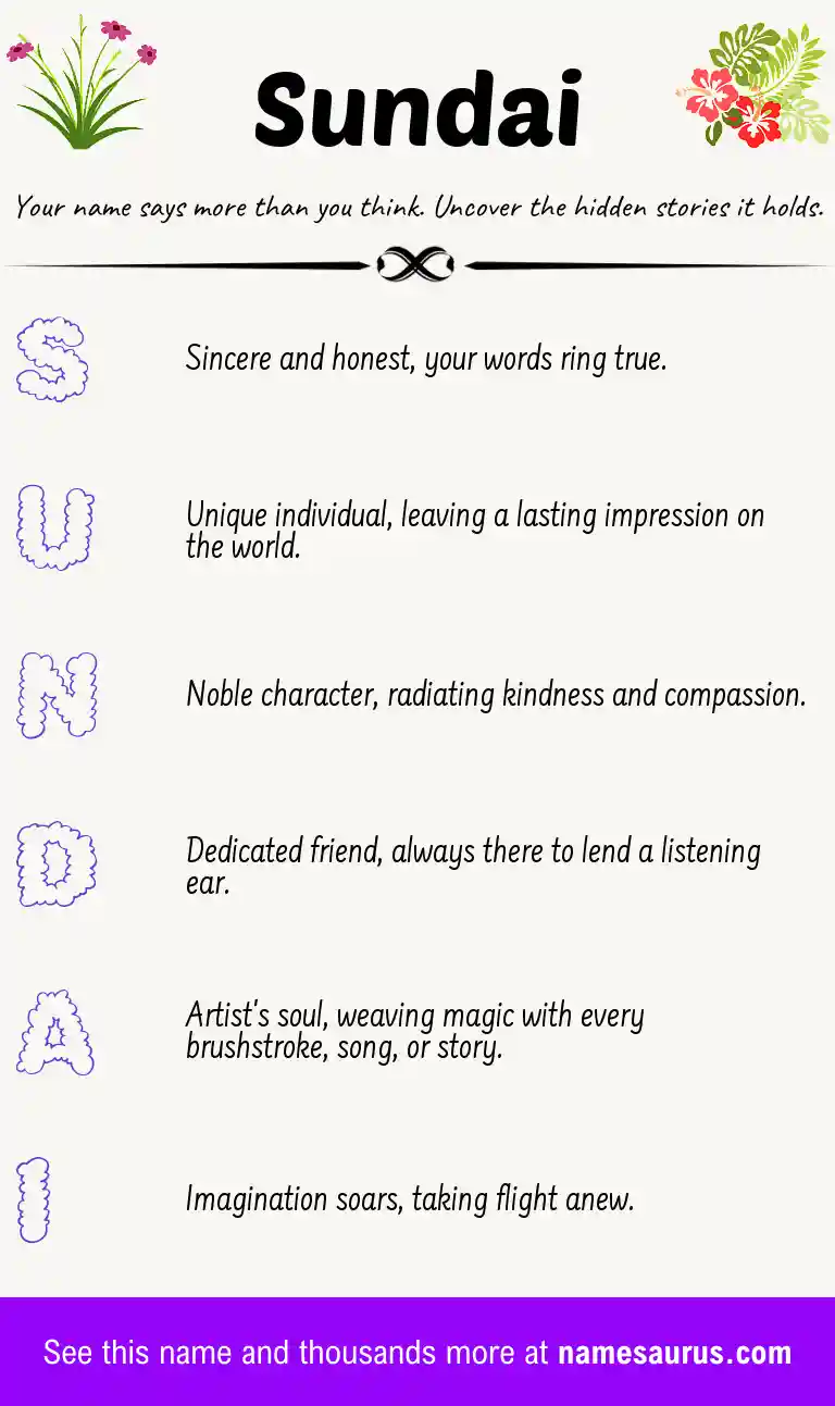 Acrostic poem about Sundai.