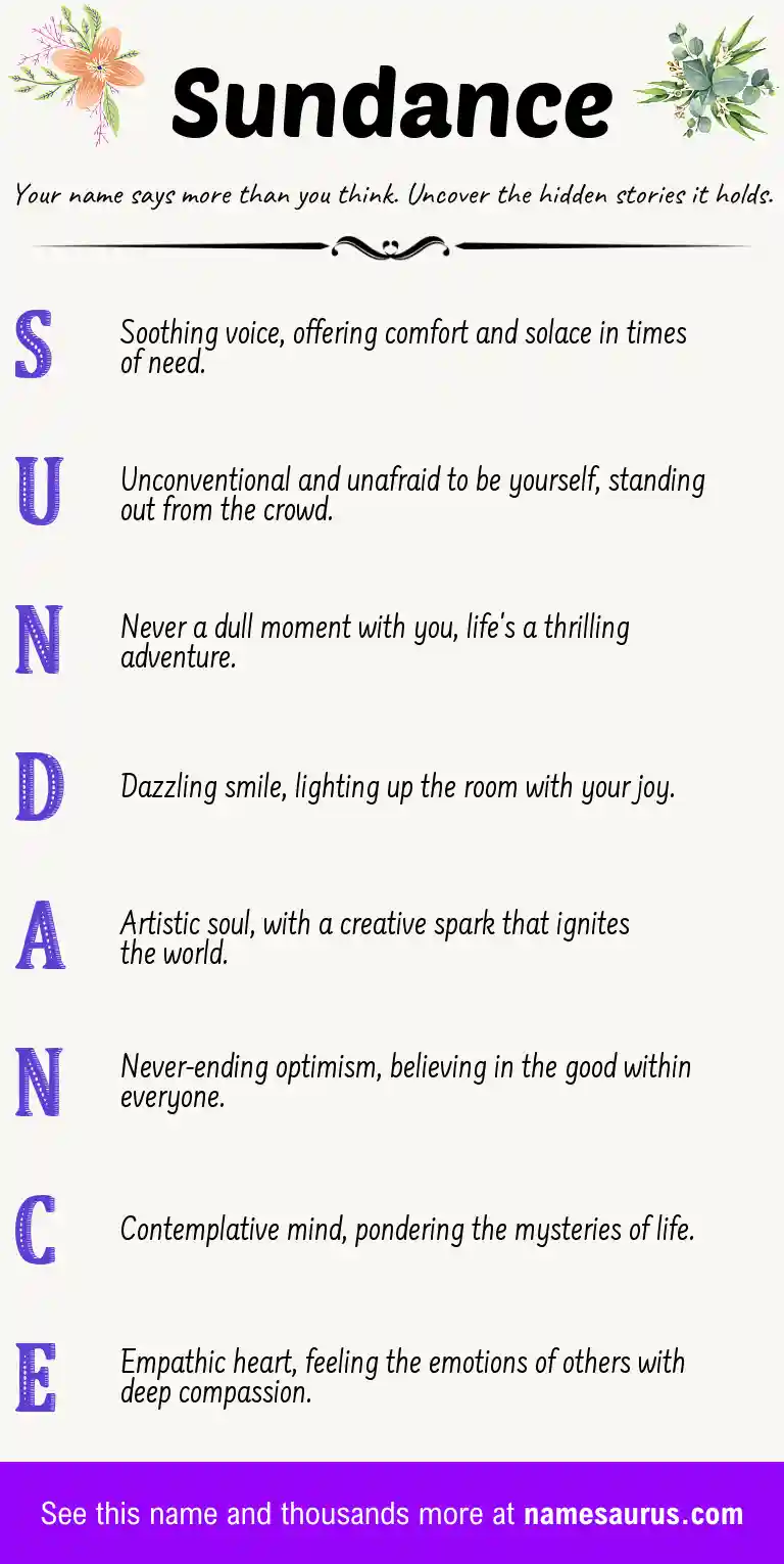 Acrostic poem about Sundance.