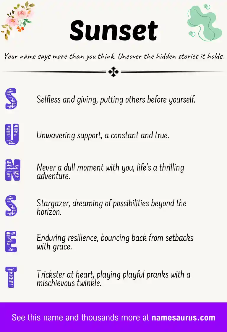Acrostic poem about Sunset.