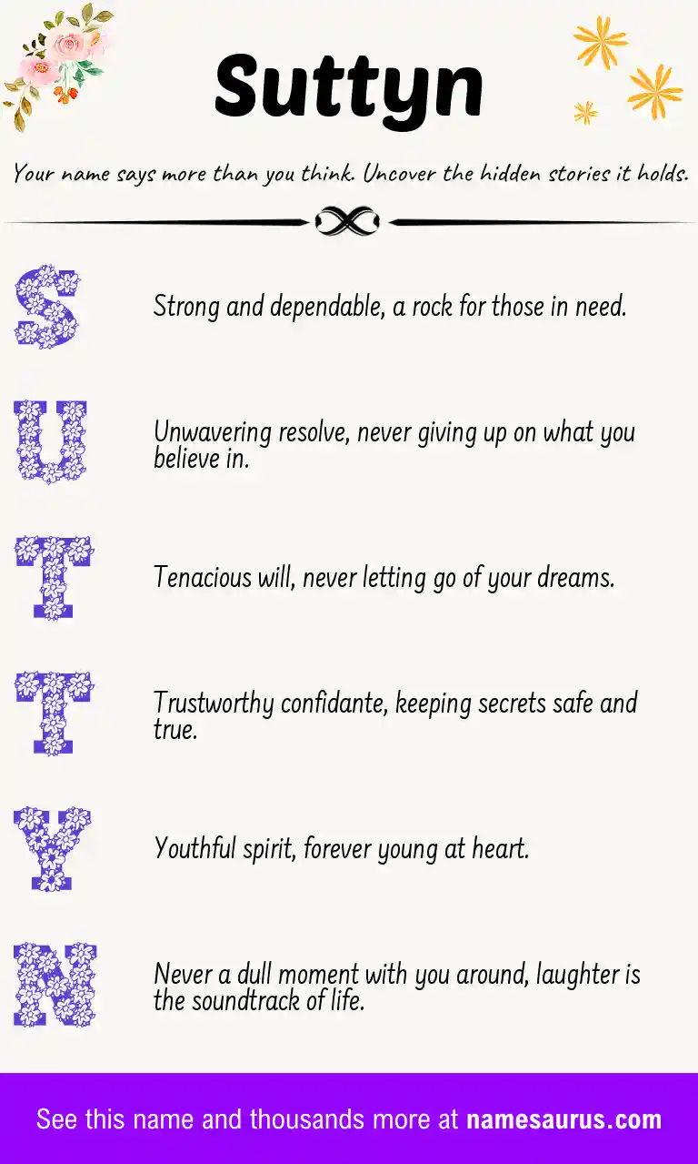 Acrostic poem about Suttyn.