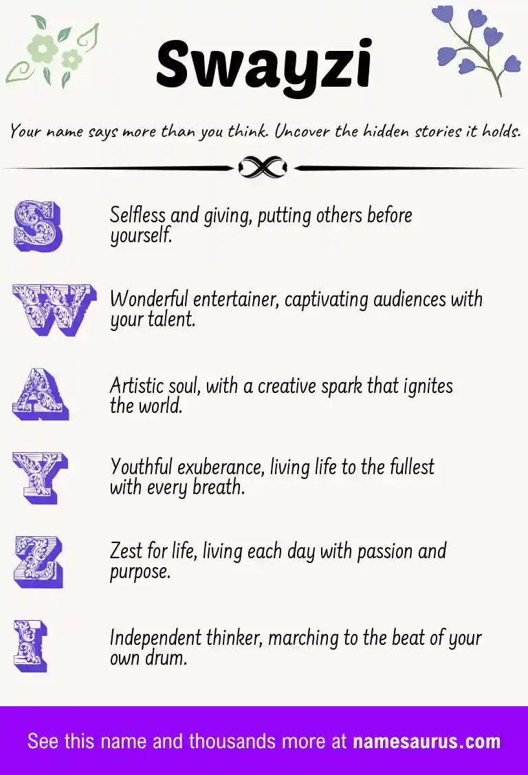 Acrostic poem about Swayzi.