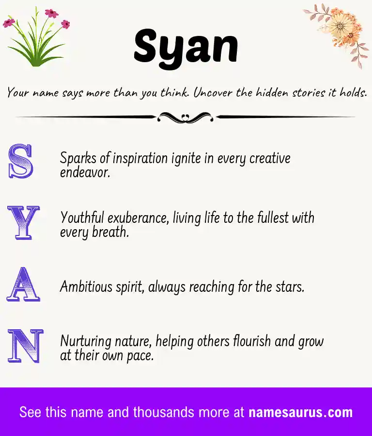 Acrostic poem about Syan.