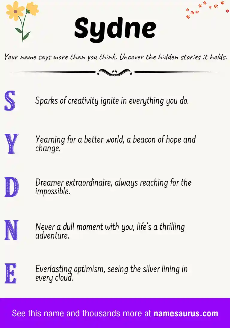 Acrostic poem about Sydne.