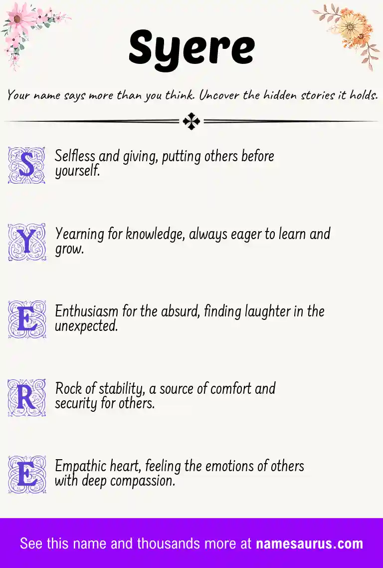 Acrostic poem about Syere.