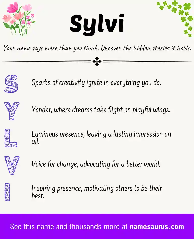 Acrostic poem about Sylvi.