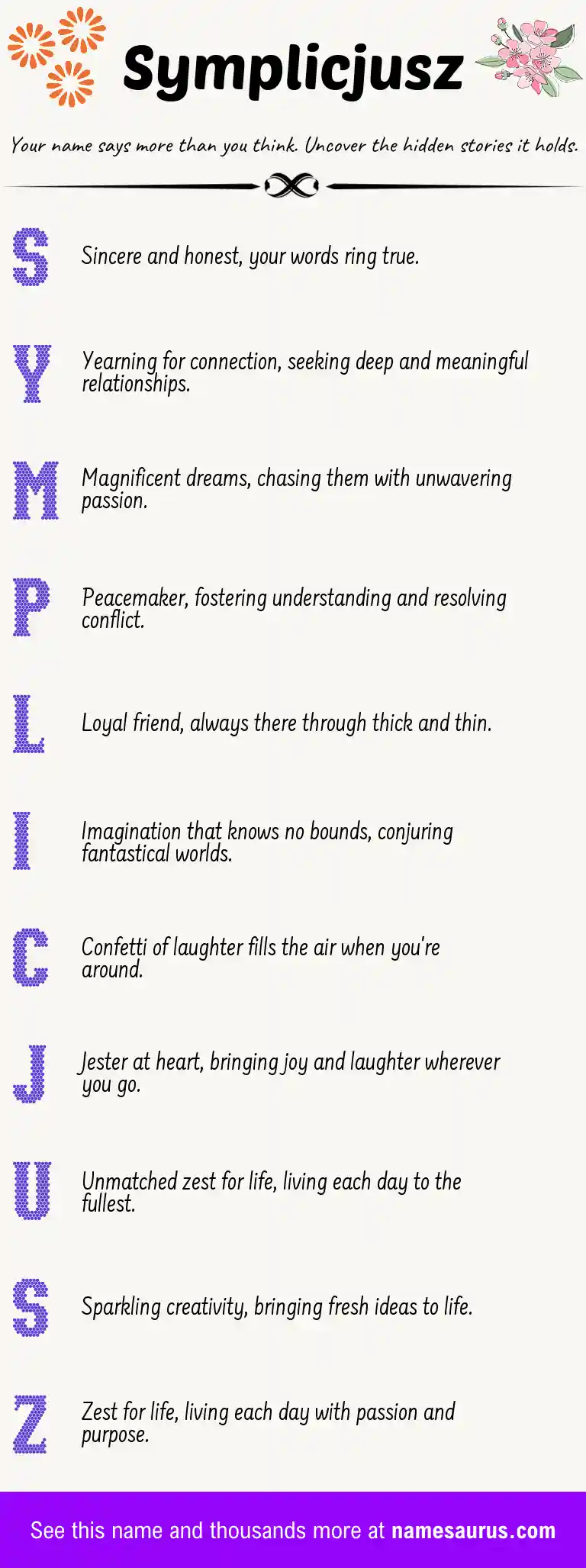 Acrostic poem about Symplicjusz.