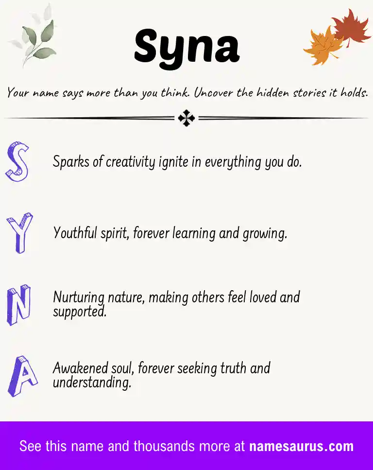 Acrostic poem about Syna.