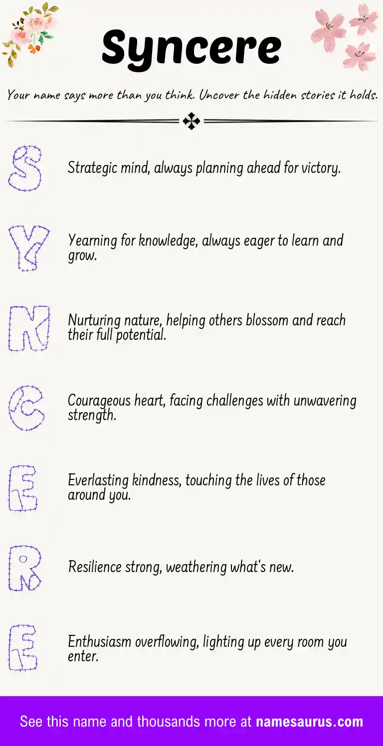 Acrostic poem about Syncere.