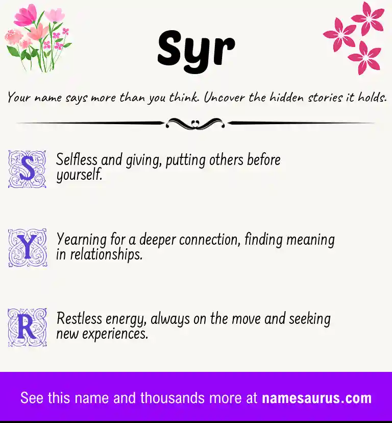 Acrostic poem about Syr.