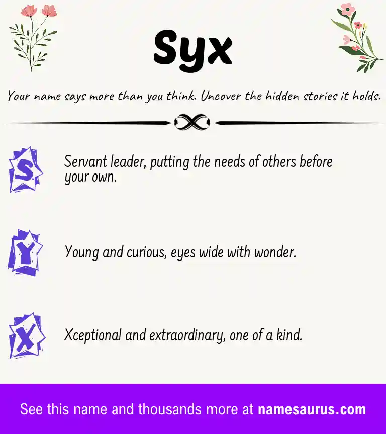Acrostic poem about Syx.