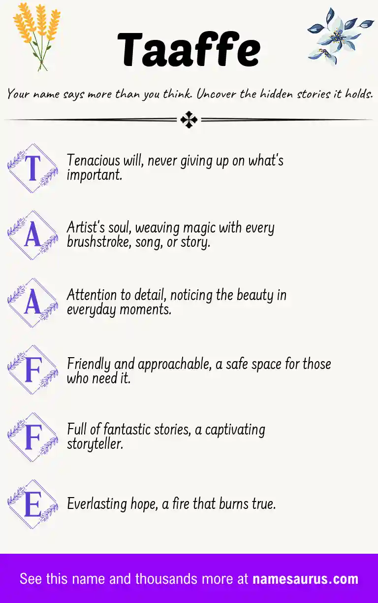 Acrostic poem about Taaffe.