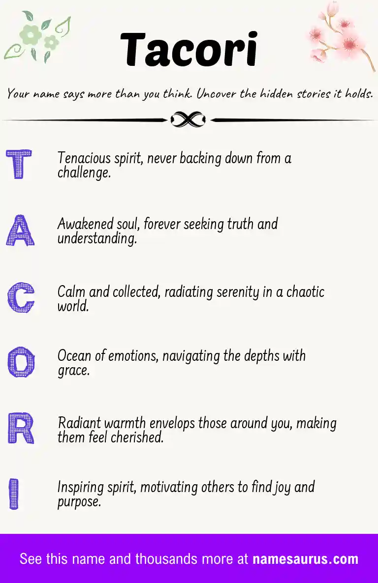 Acrostic poem about Tacori.