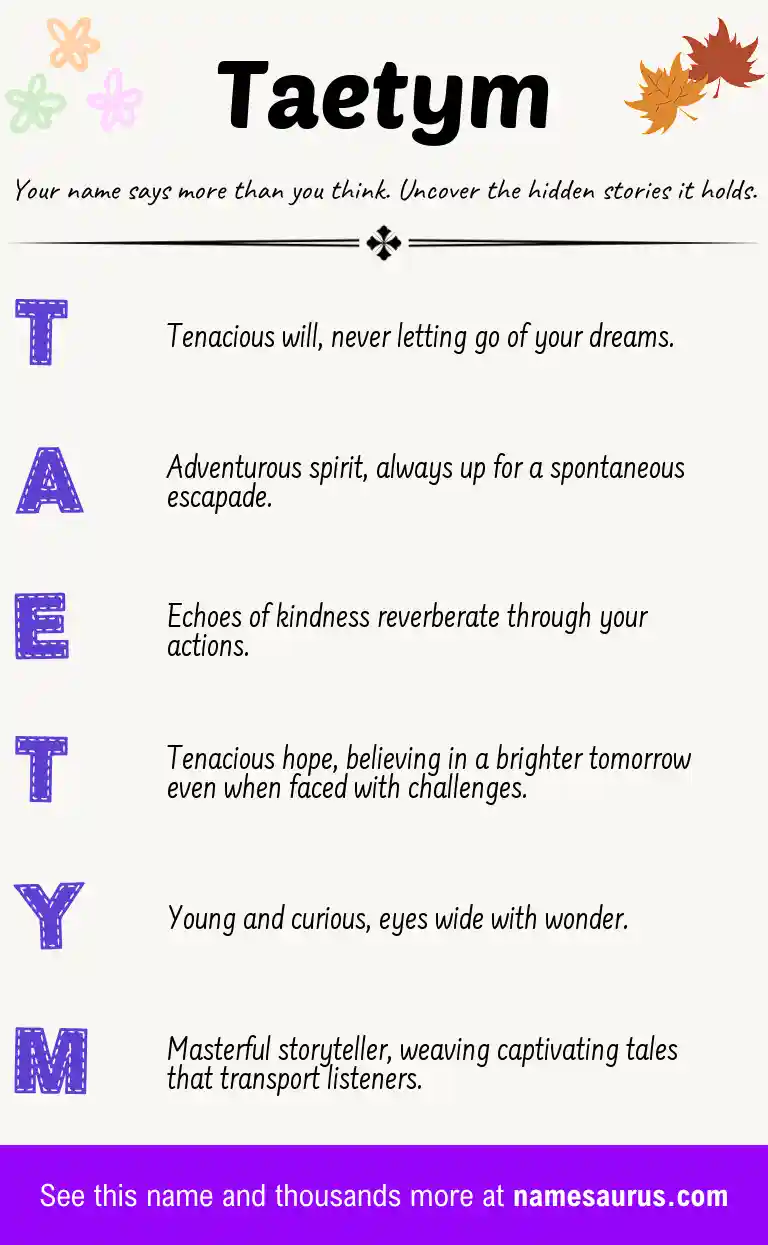 Acrostic poem about Taetym.