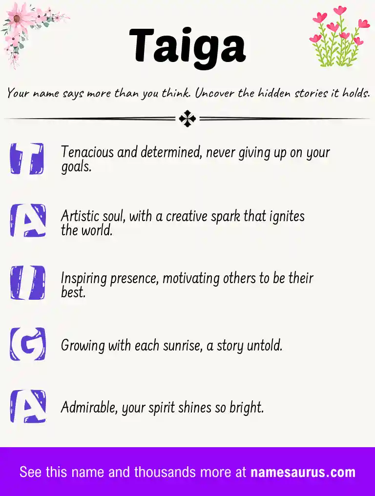 Acrostic poem about Taiga.