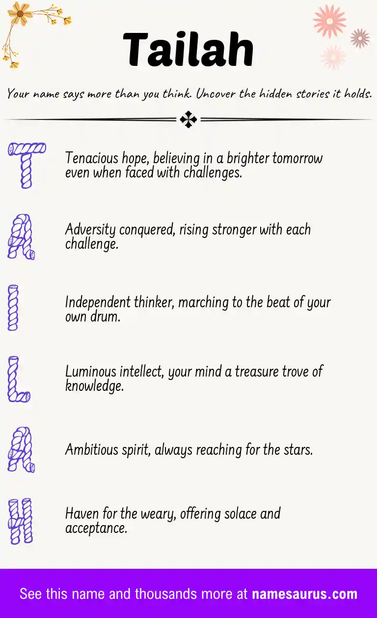 Acrostic poem about Tailah.