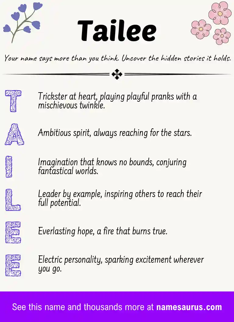 Acrostic poem about Tailee.