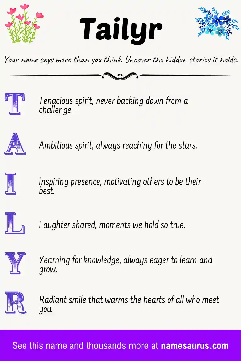 Acrostic poem about Tailyr.
