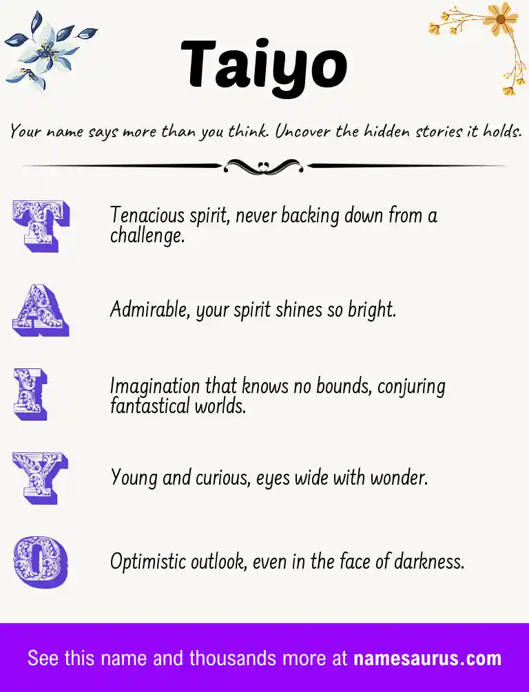 Acrostic poem about Taiyo.