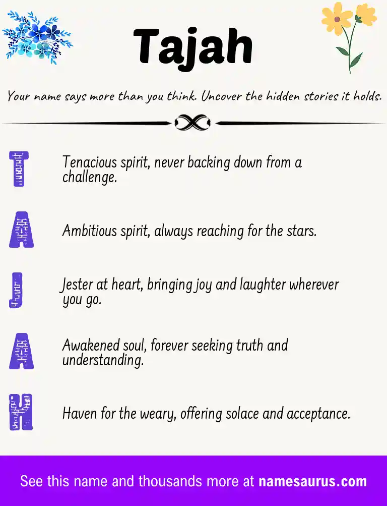 Acrostic poem about Tajah.