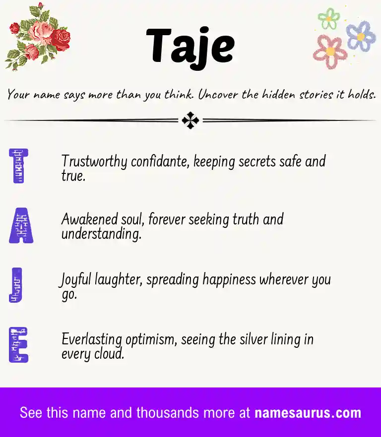 Acrostic poem about Taje.