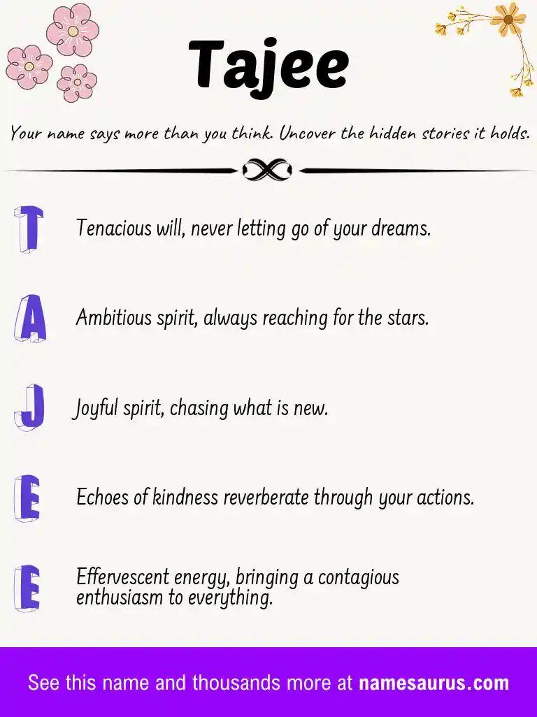 Acrostic poem about Tajee.