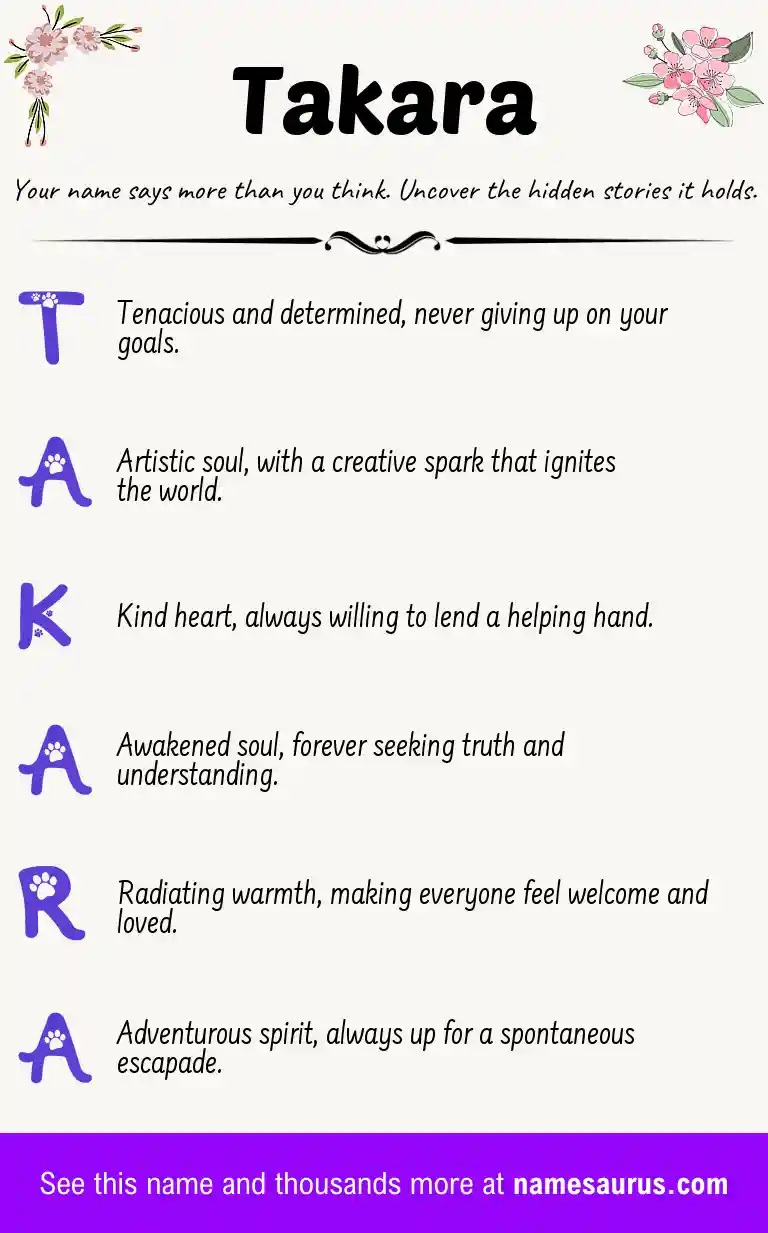 Acrostic poem about Takara.