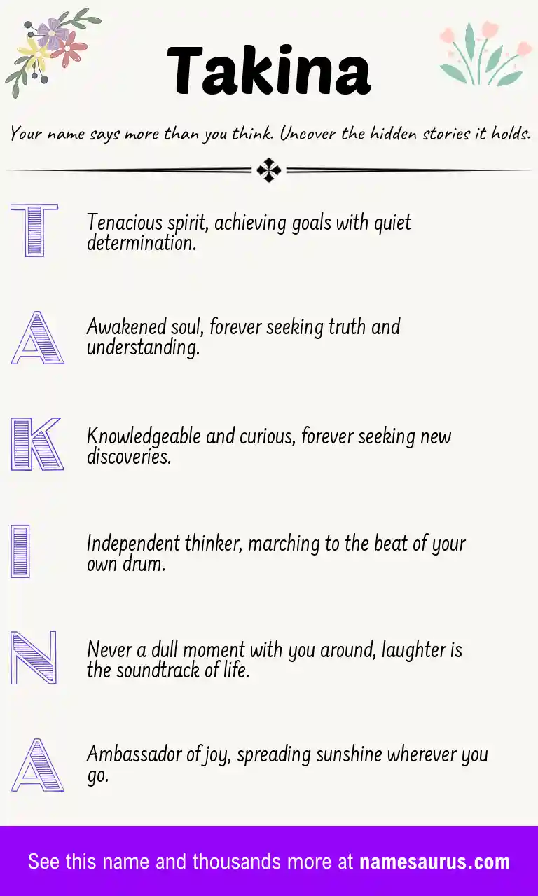 Acrostic poem about Takina.