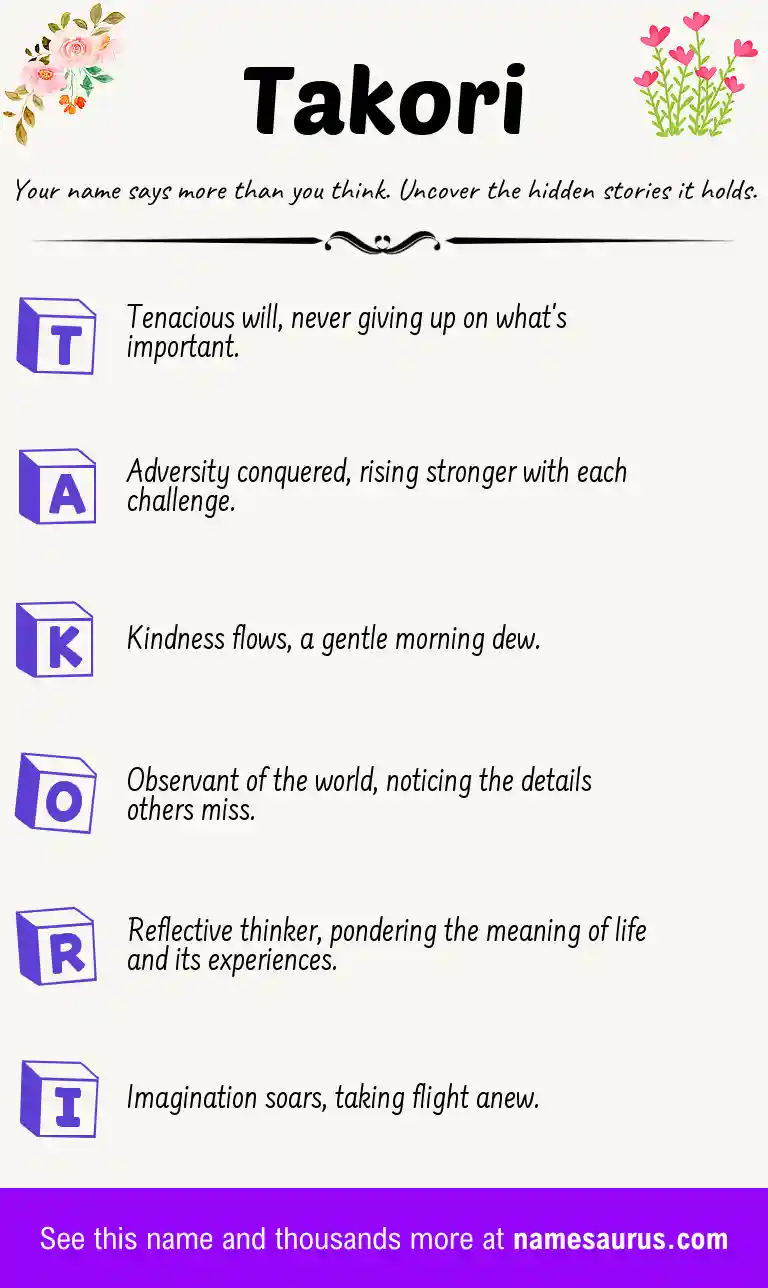 Acrostic poem about Takori.