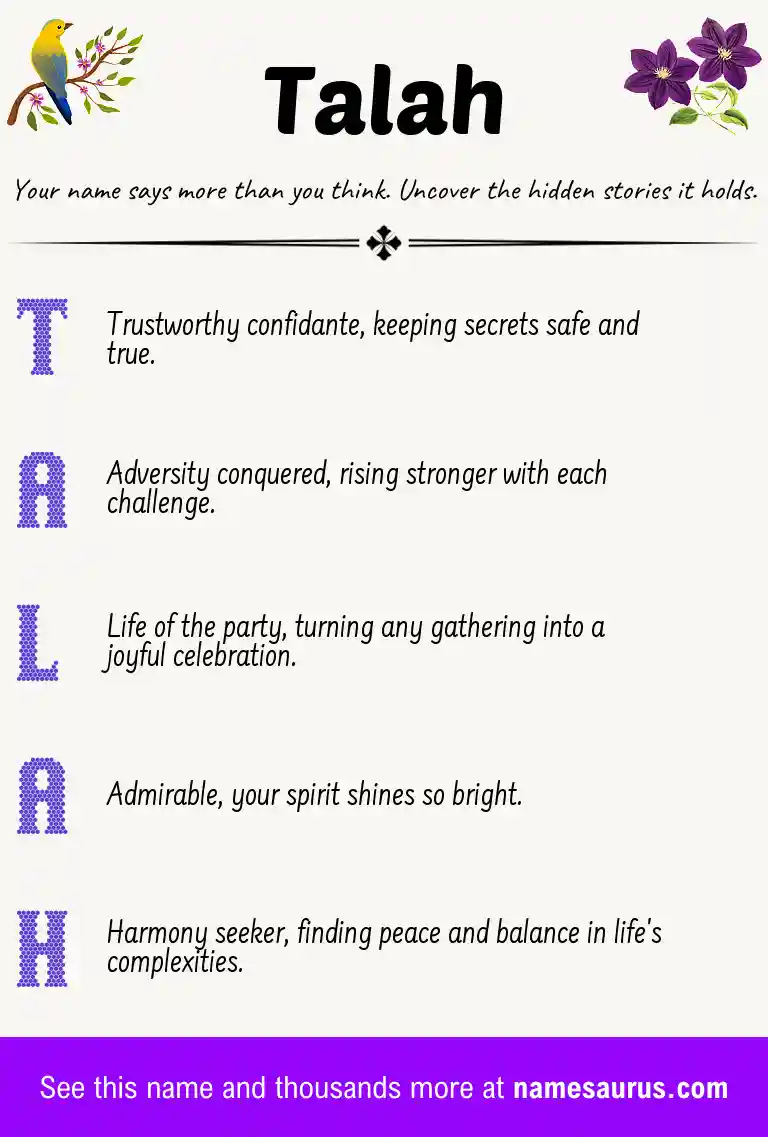 Acrostic poem about Talah.