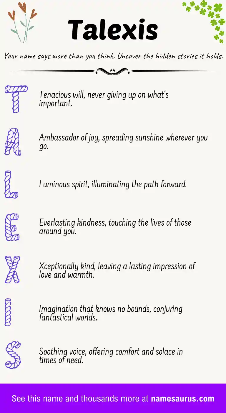 Acrostic poem about Talexis.