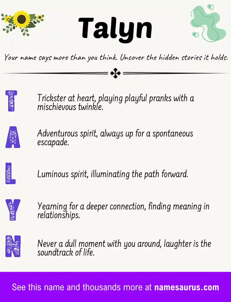 Acrostic poem about Talyn.