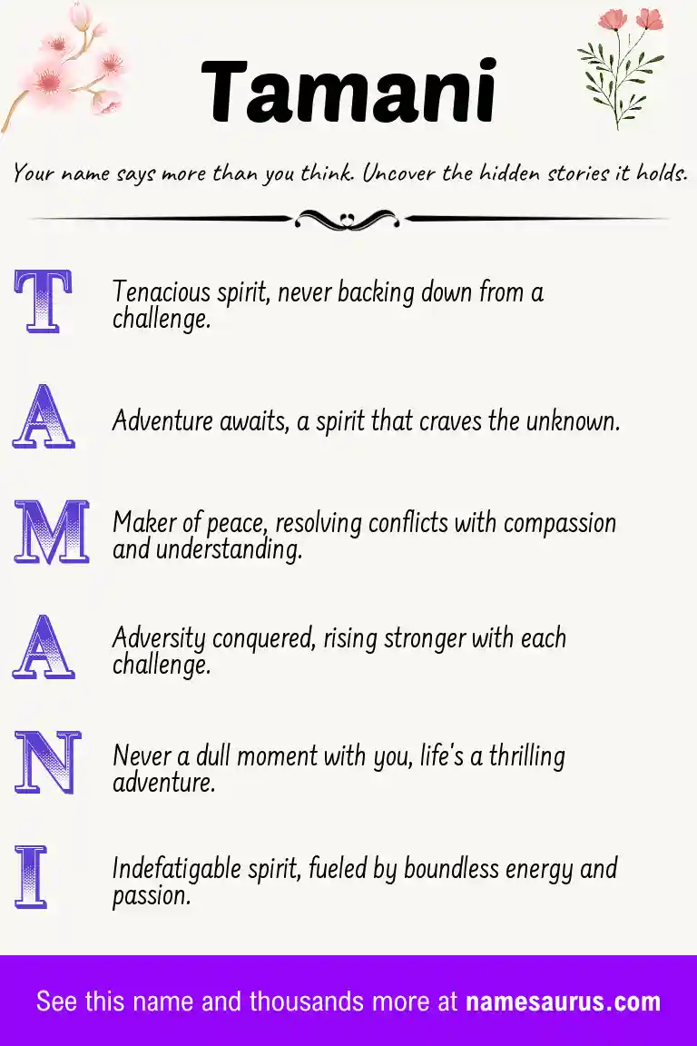 Acrostic poem about Tamani.