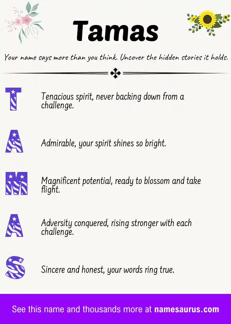 Acrostic poem about Tamas.