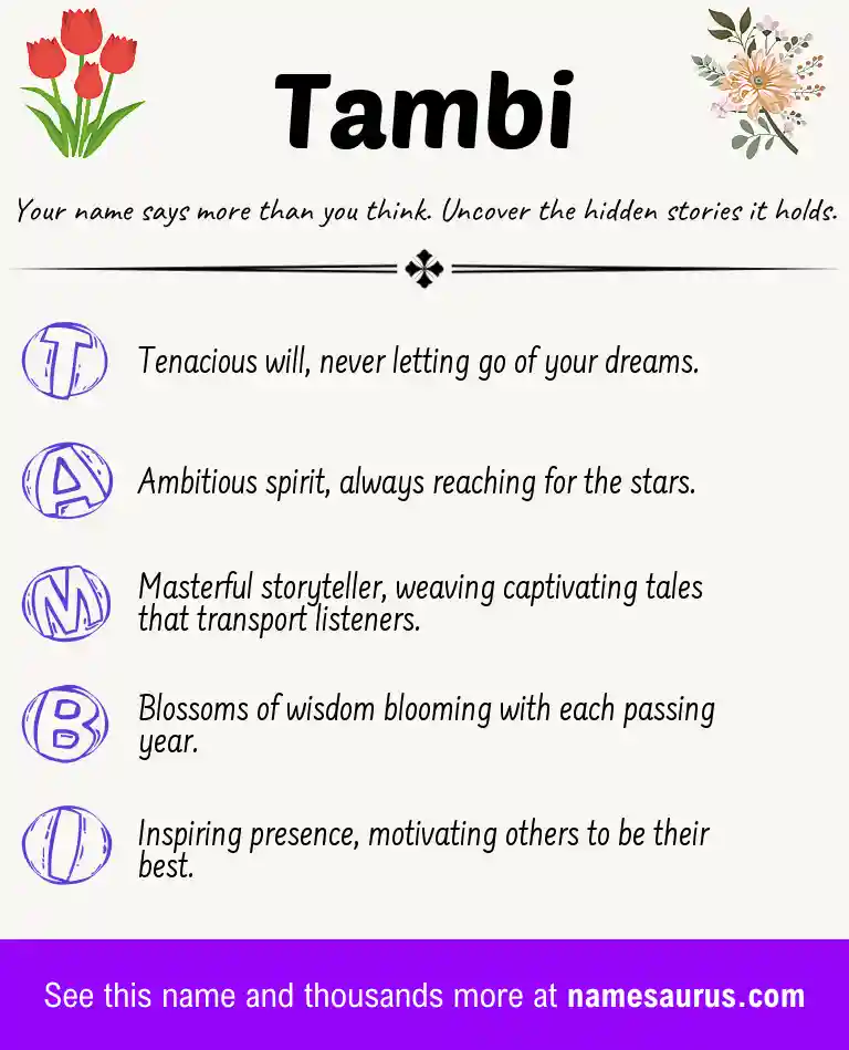Acrostic poem about Tambi.