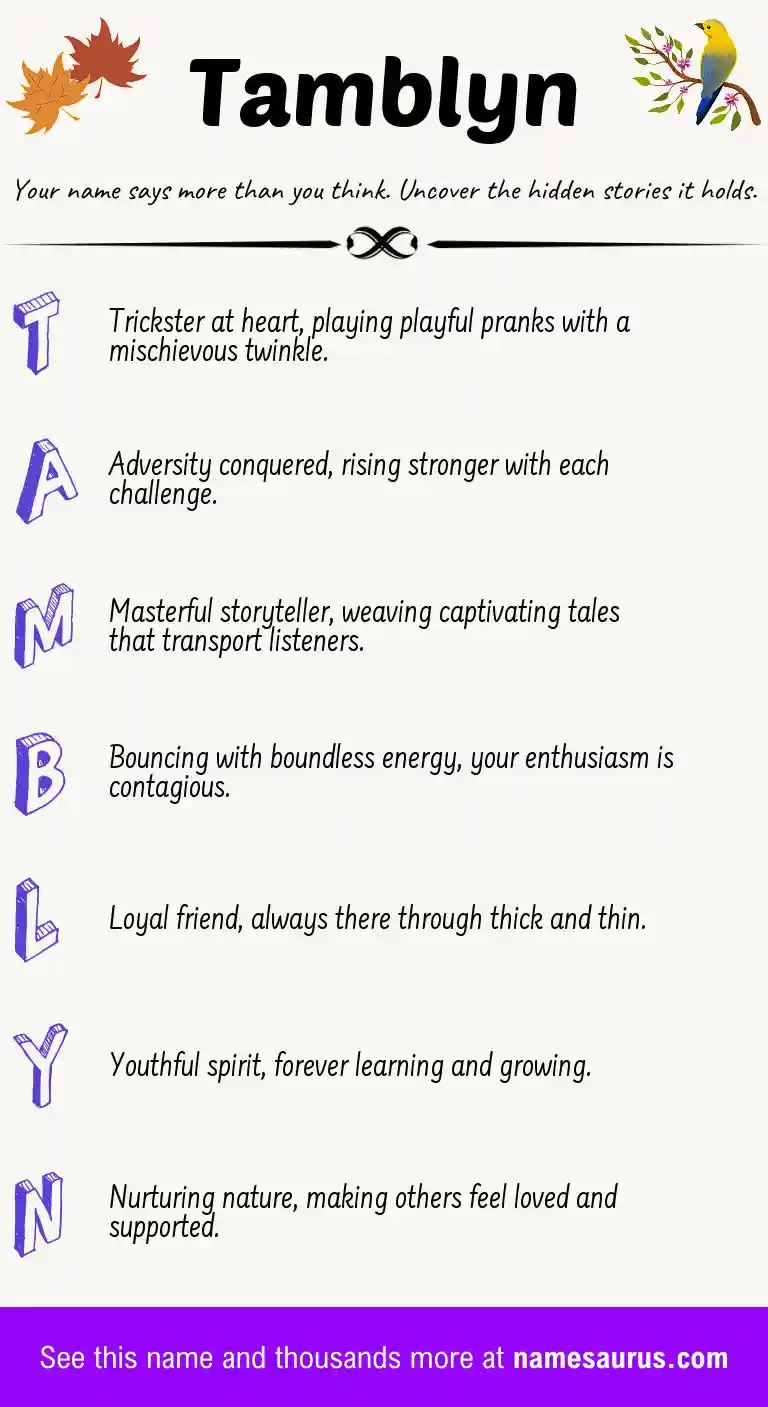 Acrostic poem about Tamblyn.