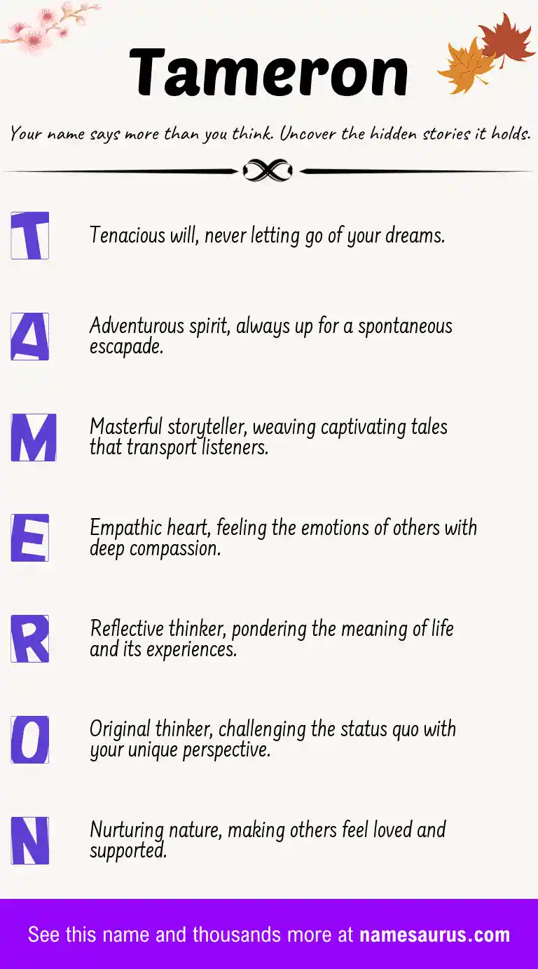 Acrostic poem about Tameron.