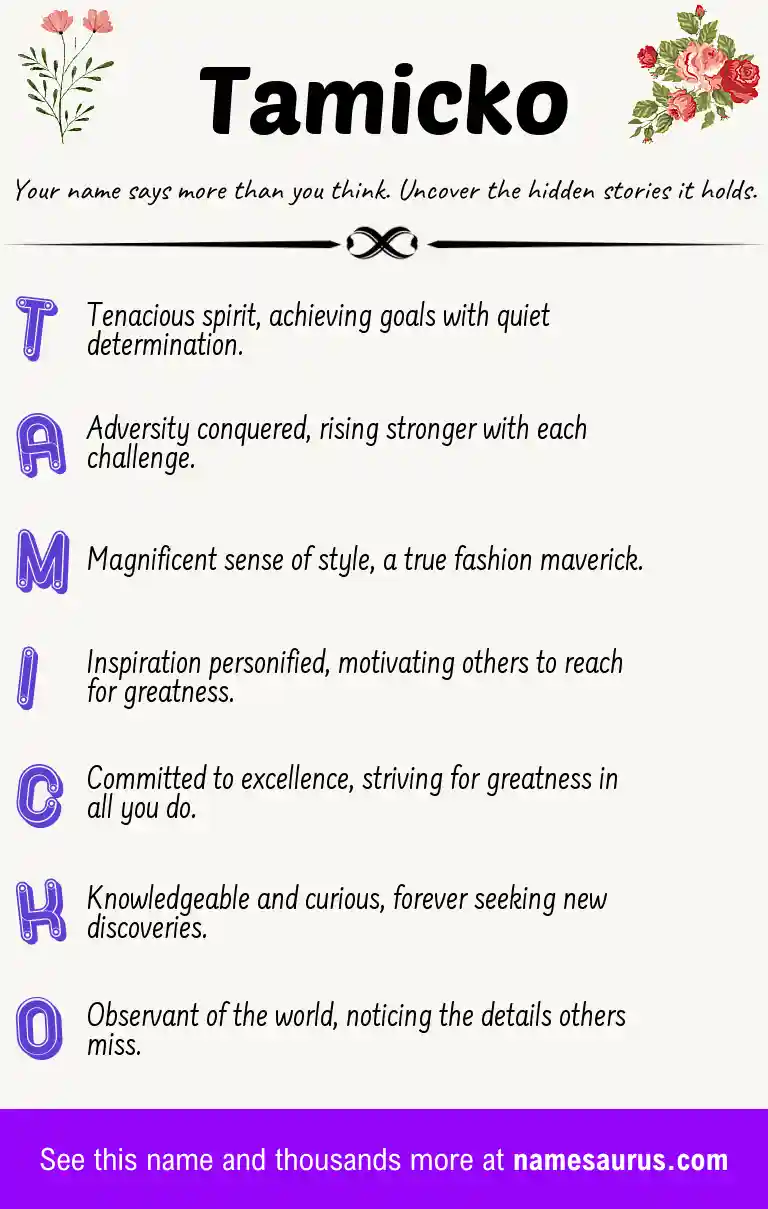 Acrostic poem about Tamicko.