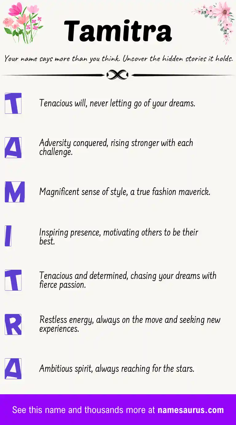 Acrostic poem about Tamitra.