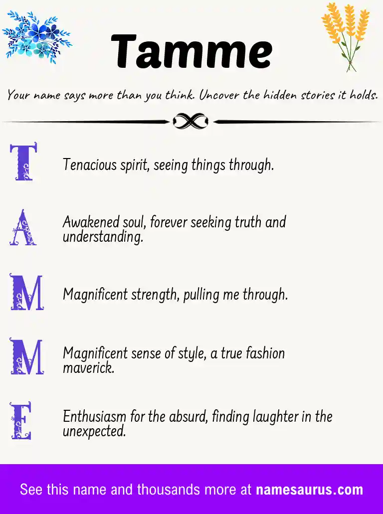 Acrostic poem about Tamme.