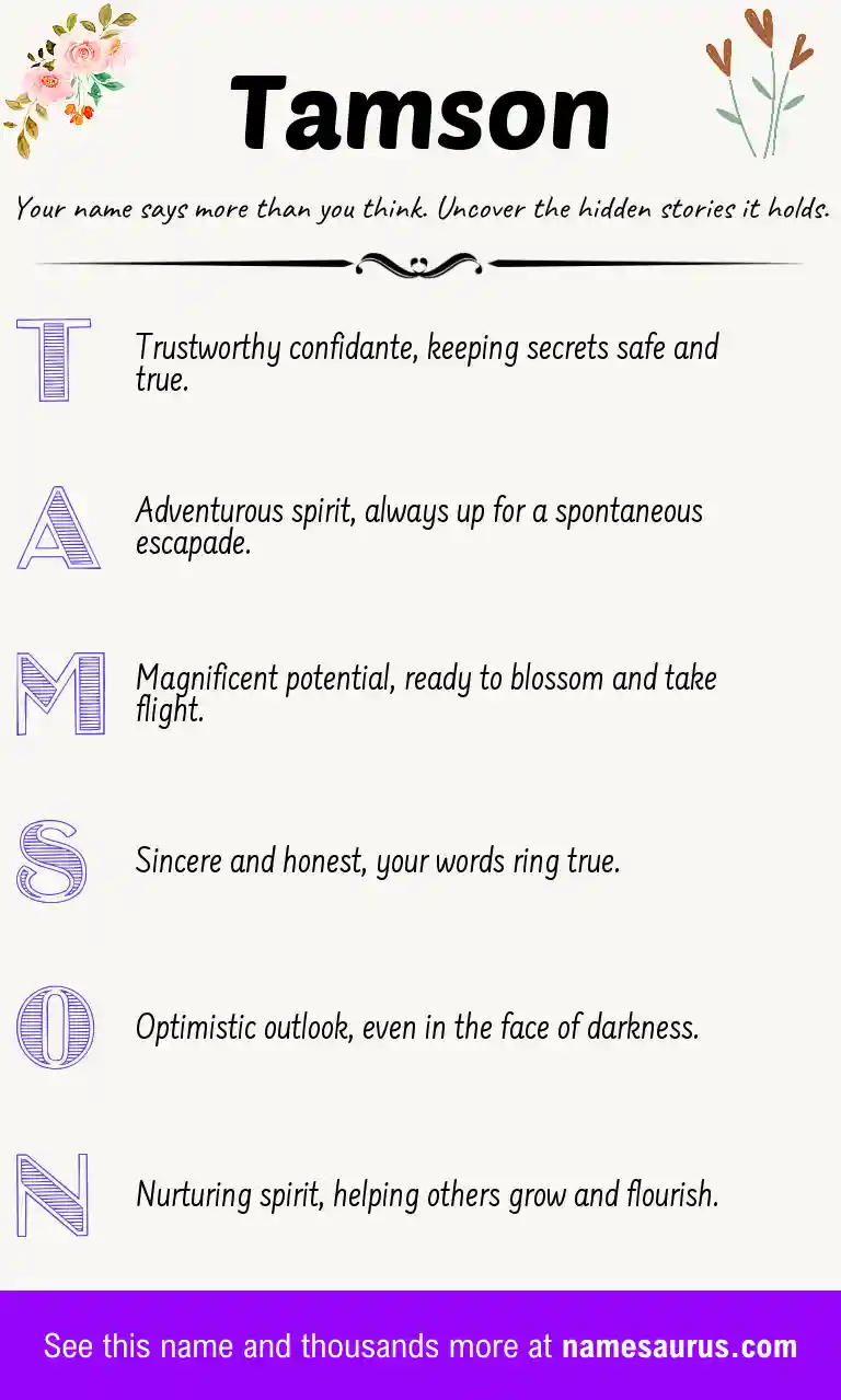 Acrostic poem about Tamson.