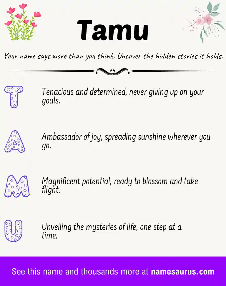 Acrostic poem about Tamu.