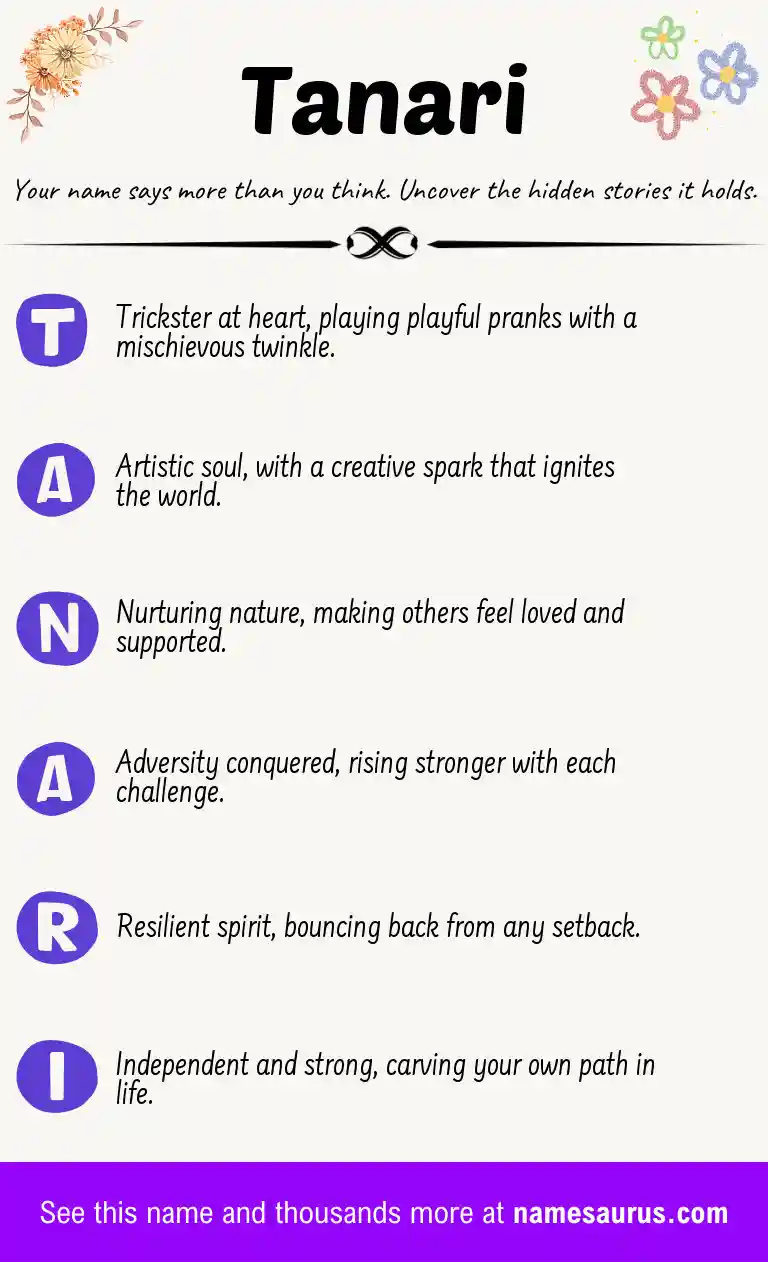 Acrostic poem about Tanari.