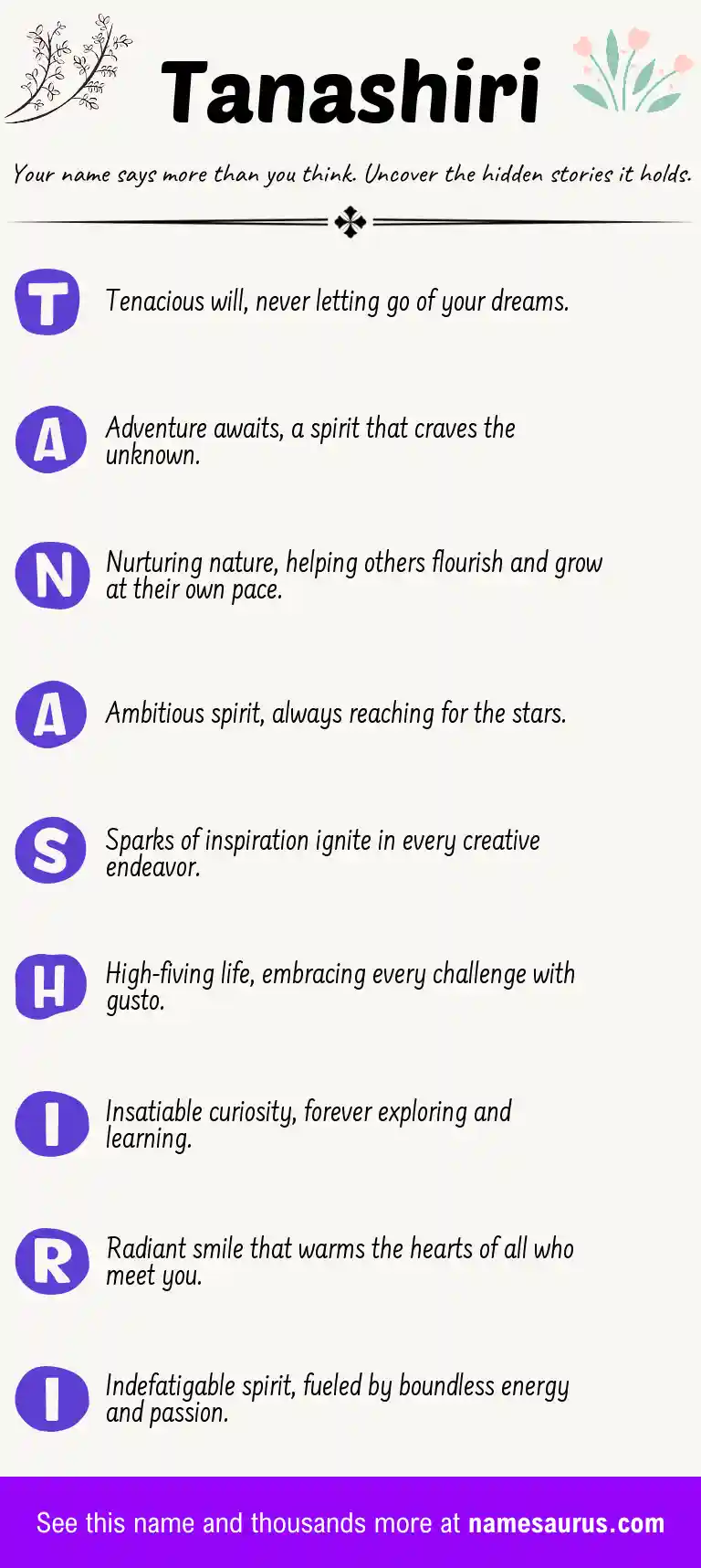Acrostic poem about Tanashiri.