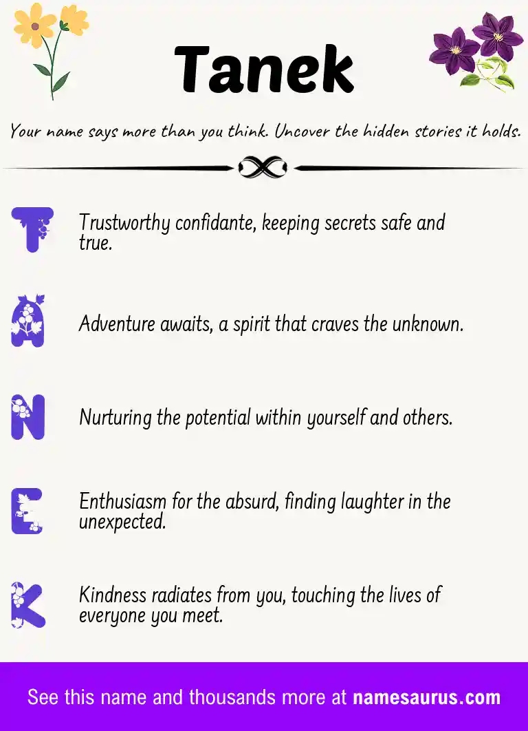 Acrostic poem about Tanek.