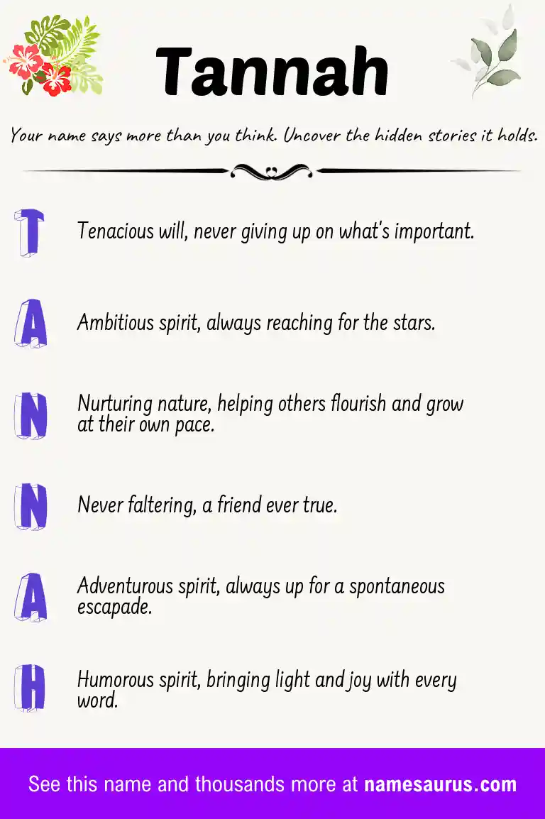 Acrostic poem about Tannah.