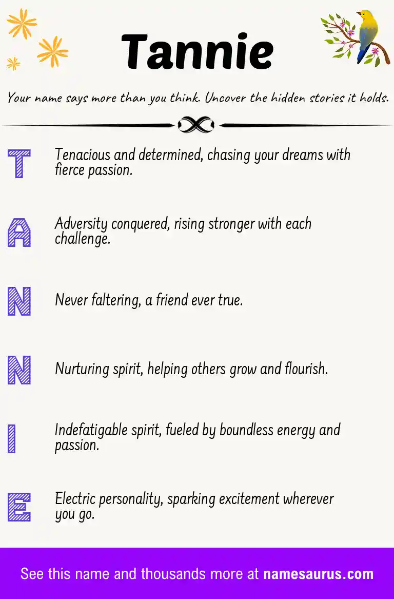 Acrostic poem about Tannie.