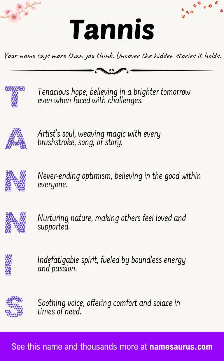 Acrostic poem about Tannis.
