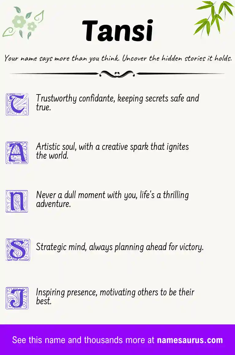 Acrostic poem about Tansi.